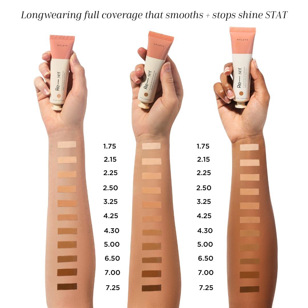 HALEYS Re-set Full Coverage Matte Foundation - Oil-Free Liquid Foundation with Double-Dose Pigments for Smooth, Natural Finish - Long-Lasting Foundation for Sensitive, Acne-Prone Skin by Haleys (1.75)