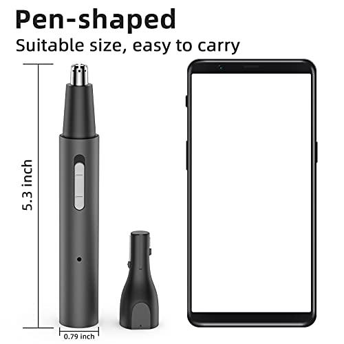 Beaport Nose Hair Trimmer and Eyebrow Trimmer, Rechargeable Professional Painless Eyebrow Razor for Ear Beard Hairline, 2 in 1 Metal Trimming Tool, Black