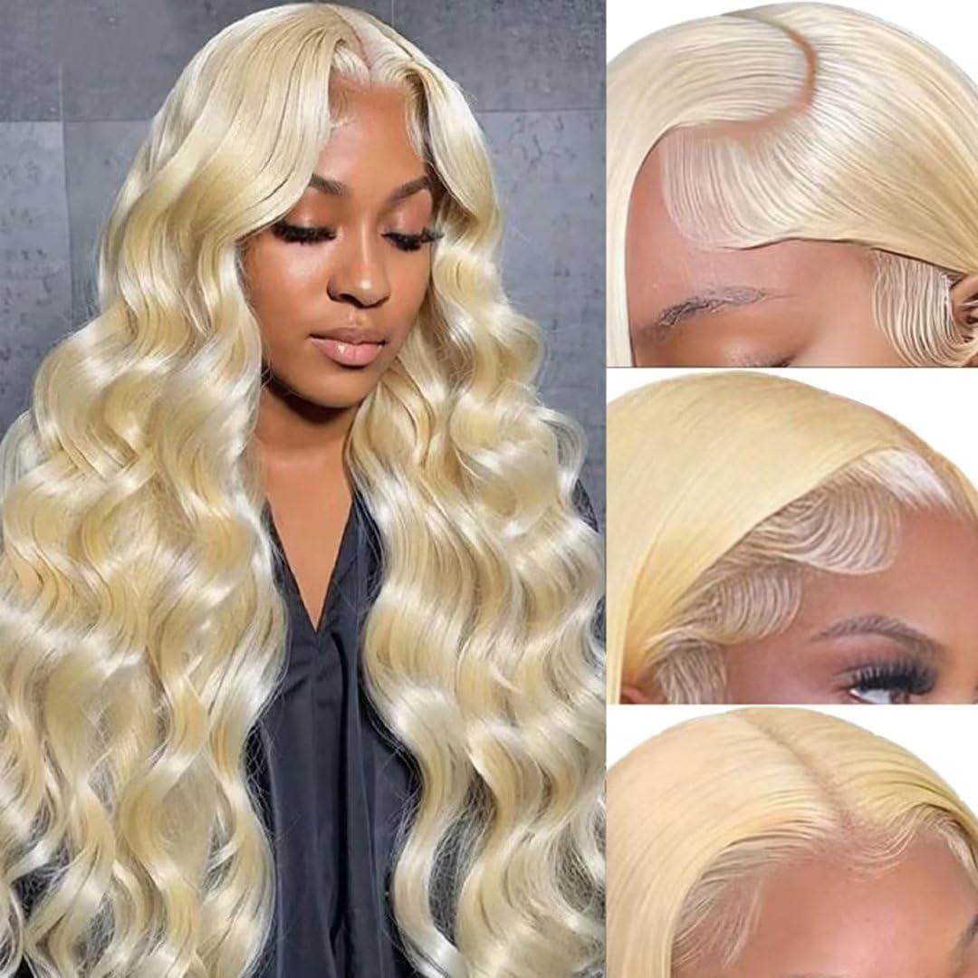 SIYUSI SIYUSI Blonde Wig Human Hair Pre Plucked with Baby Hair 613 13x6 lace front wig human hair 28inch 180% Density Lace Frontal Wig Transparent Body Wave Lace Front Wig