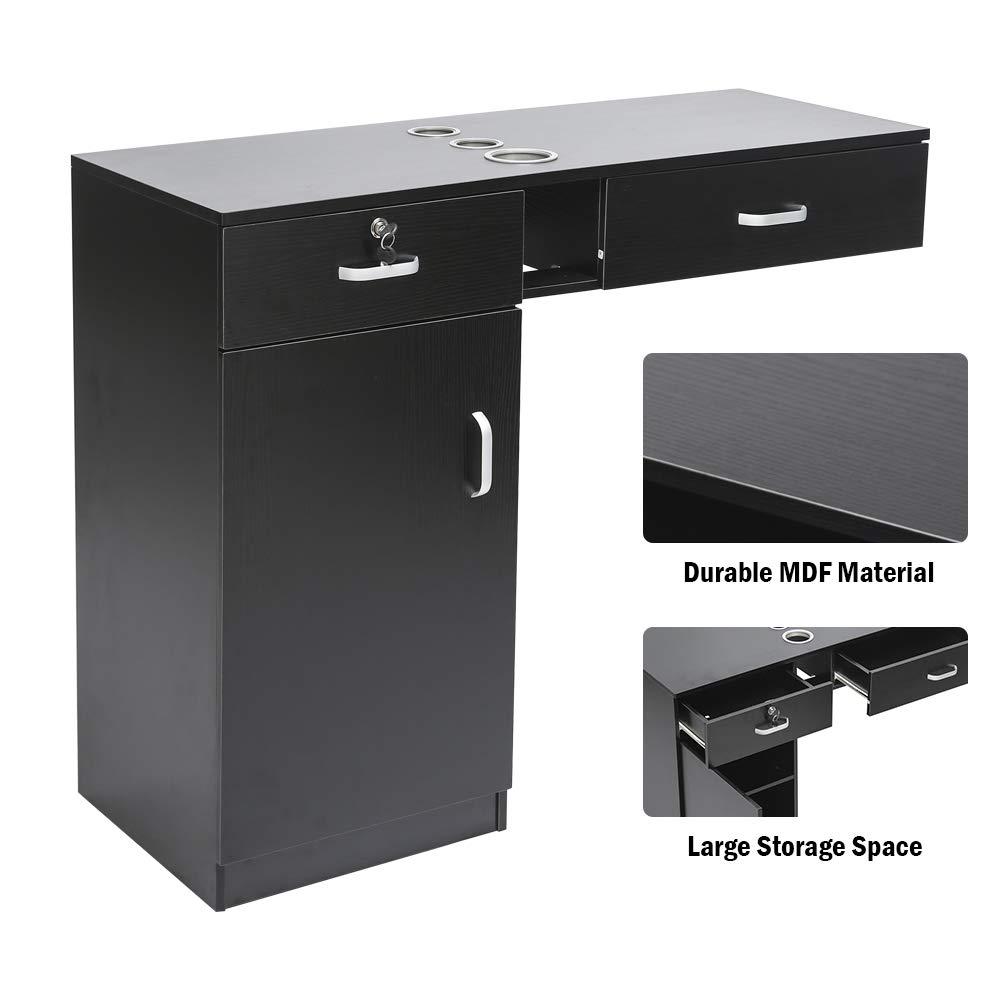 Henf Henf Locking Wall Mount Hair Styling Barber Station with 2 Drawers and 1 Cabinet 3 Hairdryer Stylist Equipment Salon Cabinet Holder Storage Beauty Salon Spa Equipment(Style-2)