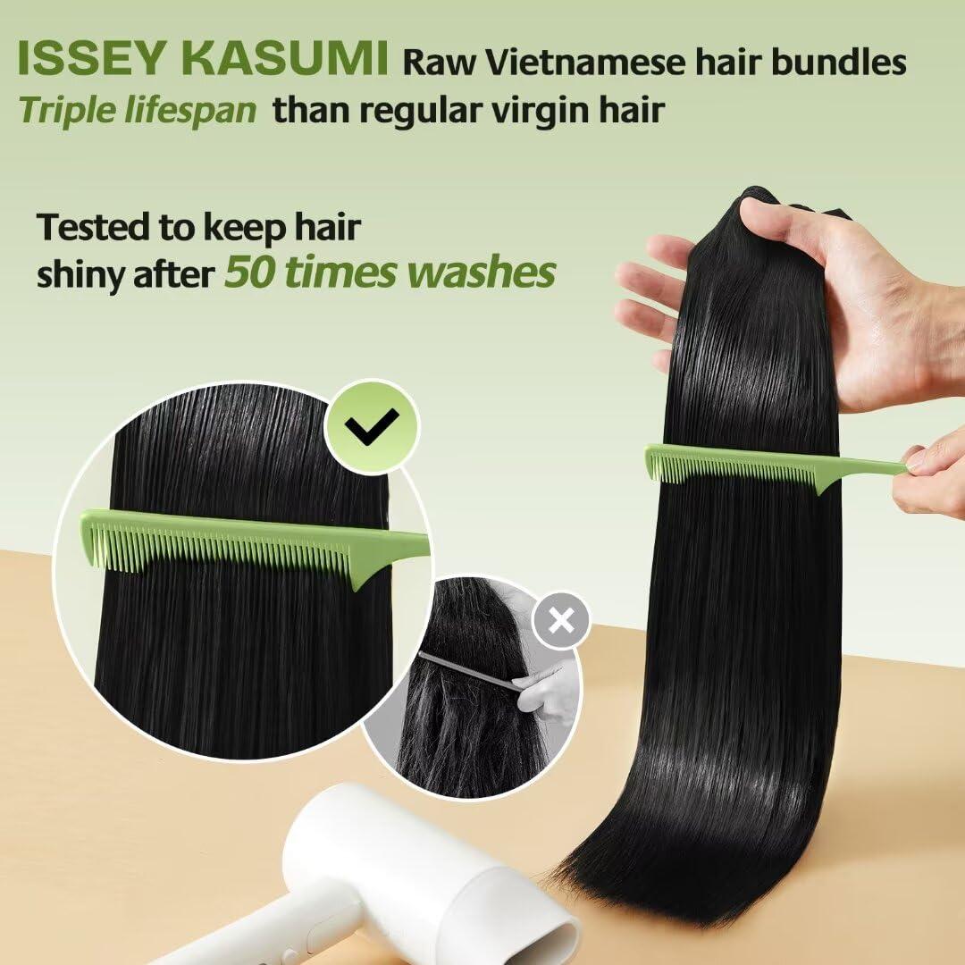 ISSEY KASUMI ISSEY KASUMI Raw Vietnamese Human Hair Bundles,Triple Lifespan Than Regular Virgin Hair,In-Store Quality,Online Price! 100% Raw Vietnamese Hair Bundles Straight Raw Hair 3 Bundles 18 18 18 Inches