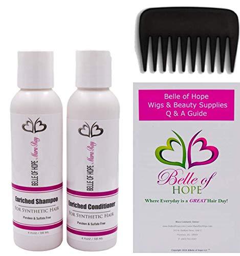 Belle of Hope Belle of Hope EVANNA MONO Lace Front Double Mono Synthetic Wig by Amore, 5PC Bundle: Wig, 4oz Mara Ray Enriched Shampoo, Conditioner, Wide Tooth Comb, and 19 Page Guide (Melted Marshmallow)