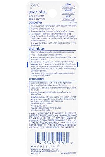 MAYBELLINE Maybelline New York Cover Stick Corrector Concealer, Yellow Corrects Dark Circles, 0.16 oz.