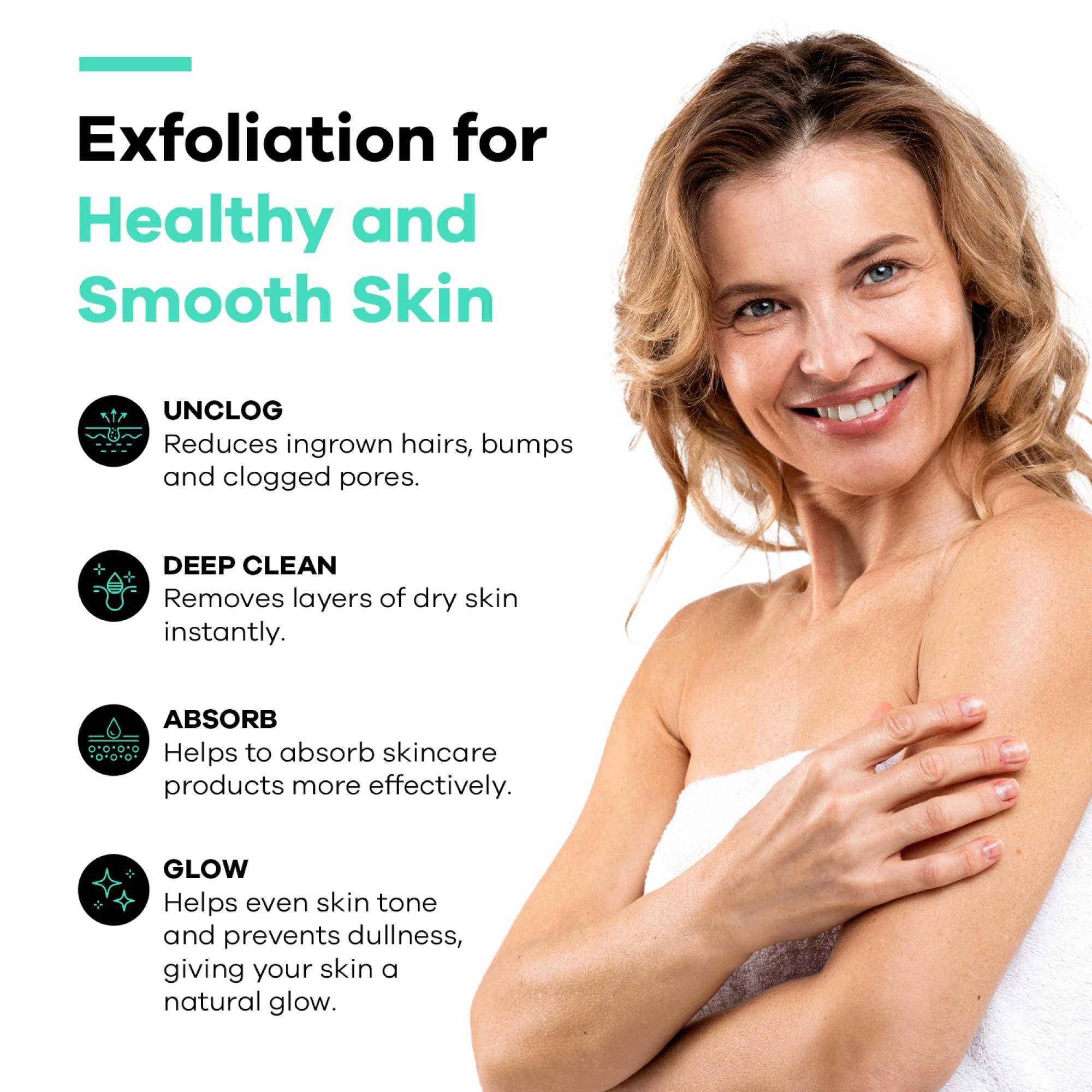 Dermasuri Dermasuri Deep Exfoliating Glove for Shower - Scrubbing Mitt Body Scrubber Gloves Skin Exfoliator & Eliminates Dead Skin - Keratosis Pilaris Scrub Spray Tan Remover - Korean Skincare for Body (2 Pack)