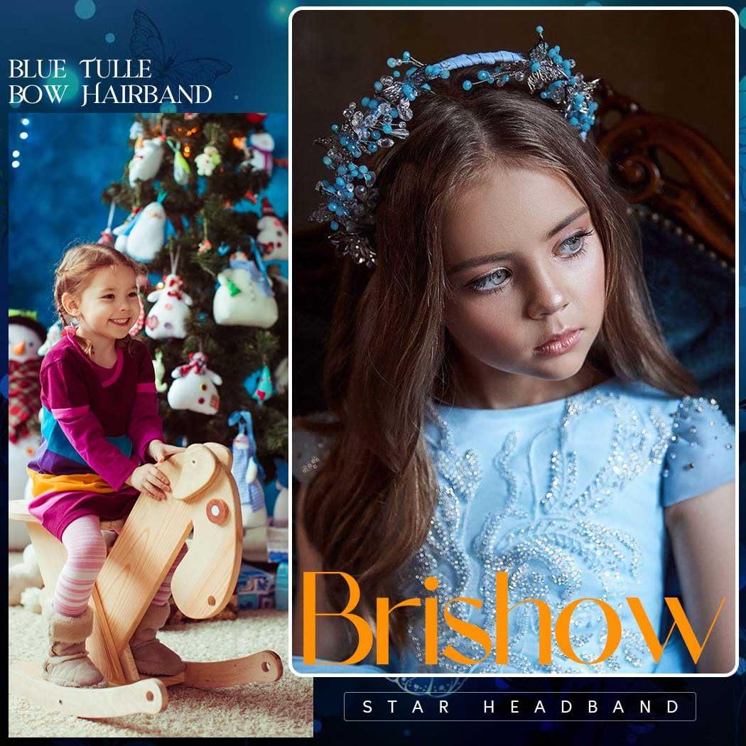 Brishow Brishow Bow Star Headbands Blue Princess Hairband Sequin Hair Hoop for Women