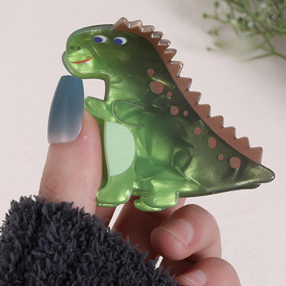 QGMZTNL Dinosaur Hair Clip - Perfect for any hair type and style - Green fun dinosaur design for everyday use and gift giving (Stegosaurus Hair Clip)