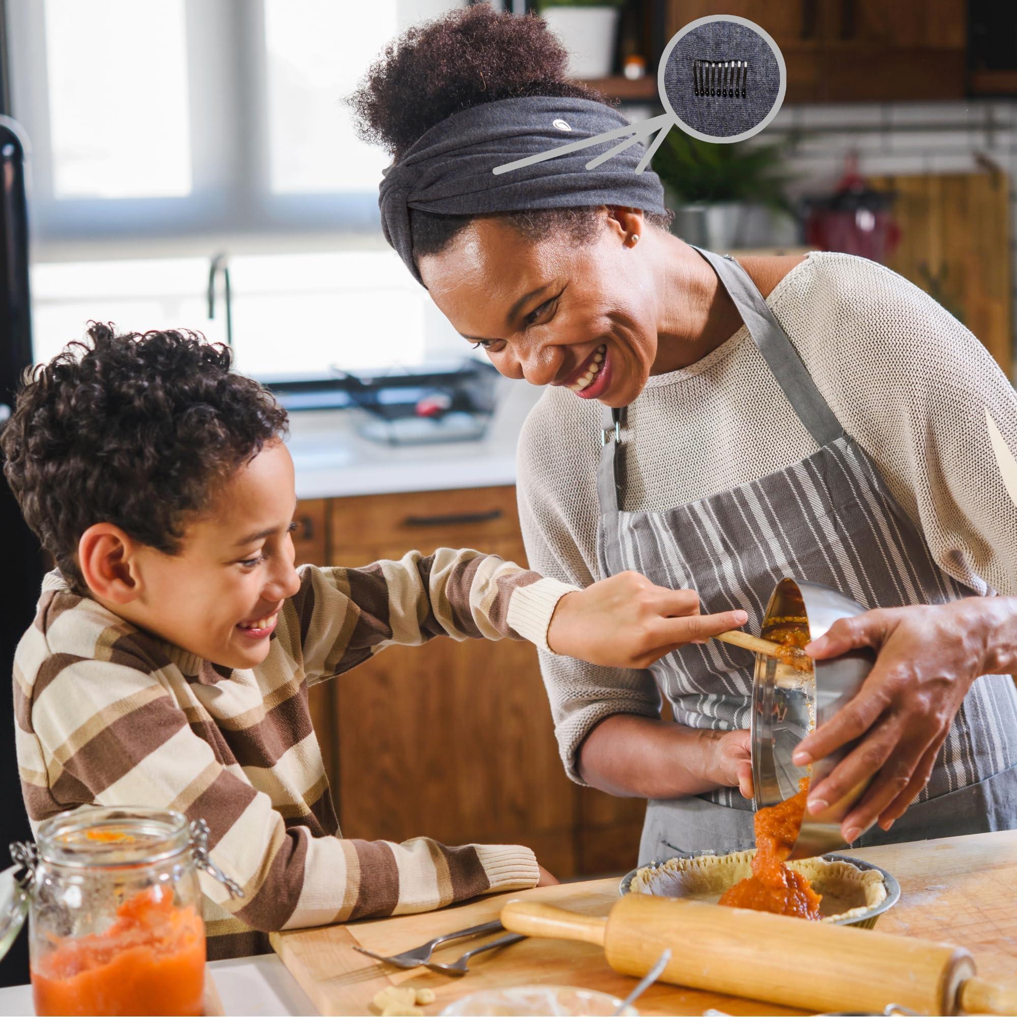 She Will Amaze You SWAY SWAY Patented 6-Clip Non Slip Stretchy Headbands for Women - 58\"x3.5\" - Many Cute Ways to Style - Soft Moisture-Wicking Extra Wide Thick Cloth Headbands for Yoga, Wide, Boho, Turban, Fall and Nurses