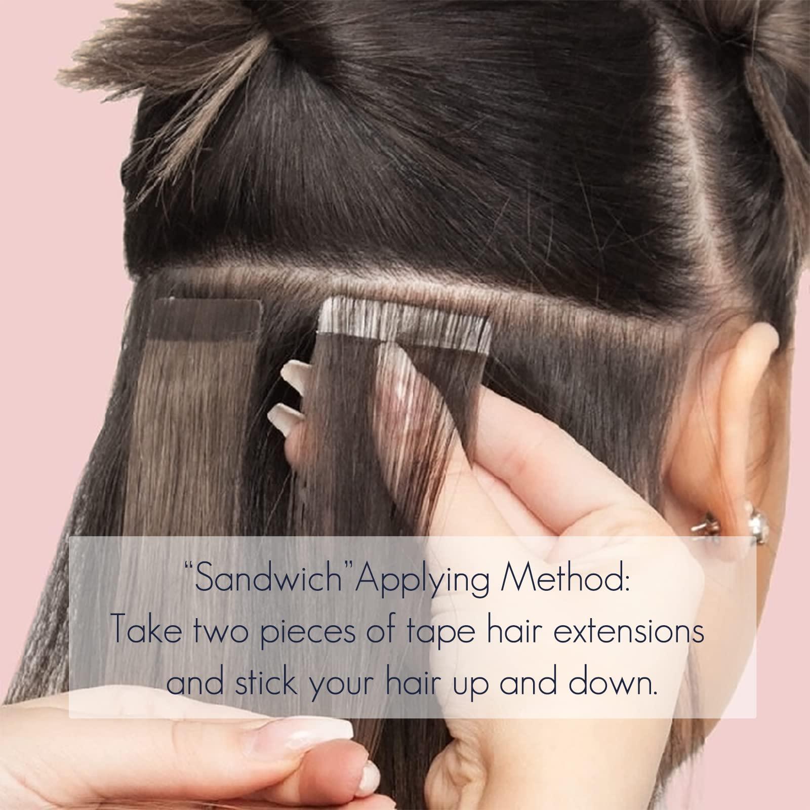 hotbanana HOTBANANA Tape in Hair Extensions, 26 Inch 20pcs 60g Dark Brown Tape in Hair Extensions Human Hair Tape Hair Extensions Straight Remy Human Hair Tape in Extensions