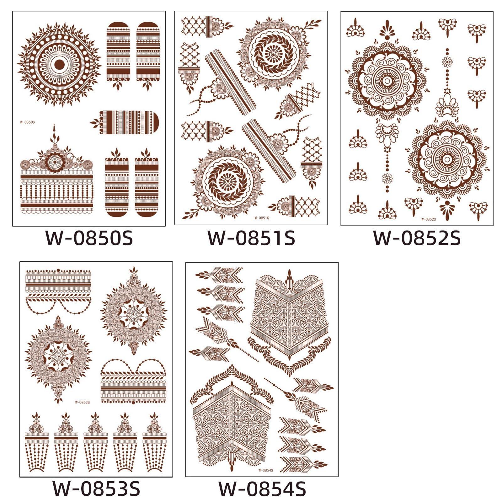 Anomocia 23 Pcs Brown Henna Tattoo Kit Waterproof Temporary Fake Tattoo Stickers for Women Girls DIY on Body Face Arms Legs