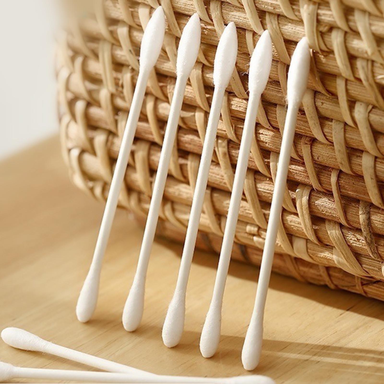 Nurnesy Portable Cotton Swabs Comestic Swabs Makeup Remover Swab Individual Pack Double Tipped Makeup Remover Applicator Soft Cotton Buds for Travel