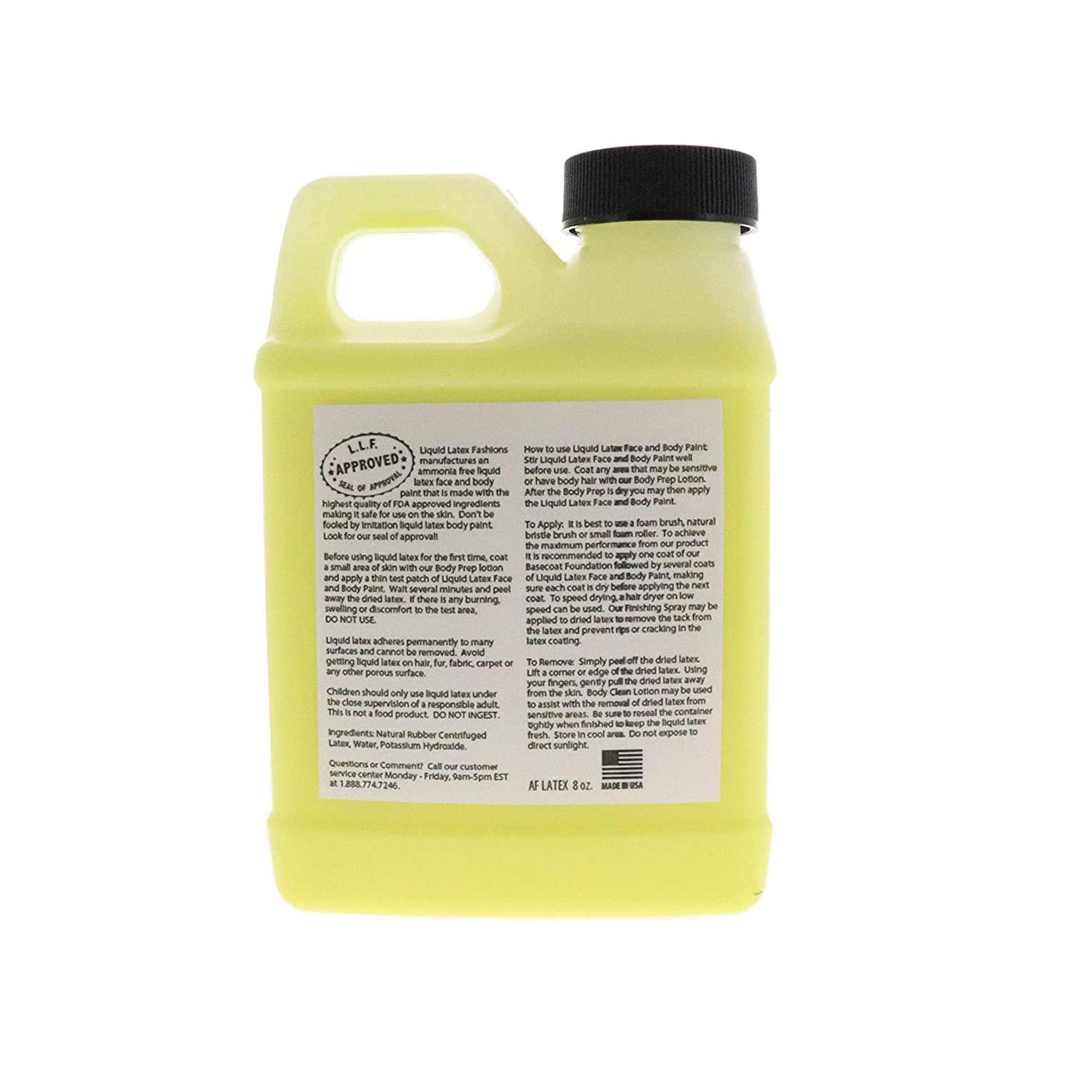 Liquid Latex Fashions Fluorescent Yellow 8 Oz - Liquid Latex Face and Body Paint, Black Light UV Reactive GLOW, Art, Theater, School Plays, Cosplays and Concerts!