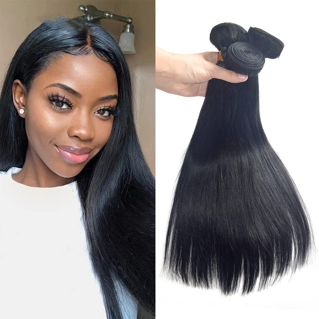 GREEMEO 3 Bundles of Straight Hair Weave in Jet Black (26 26 26 Inches)