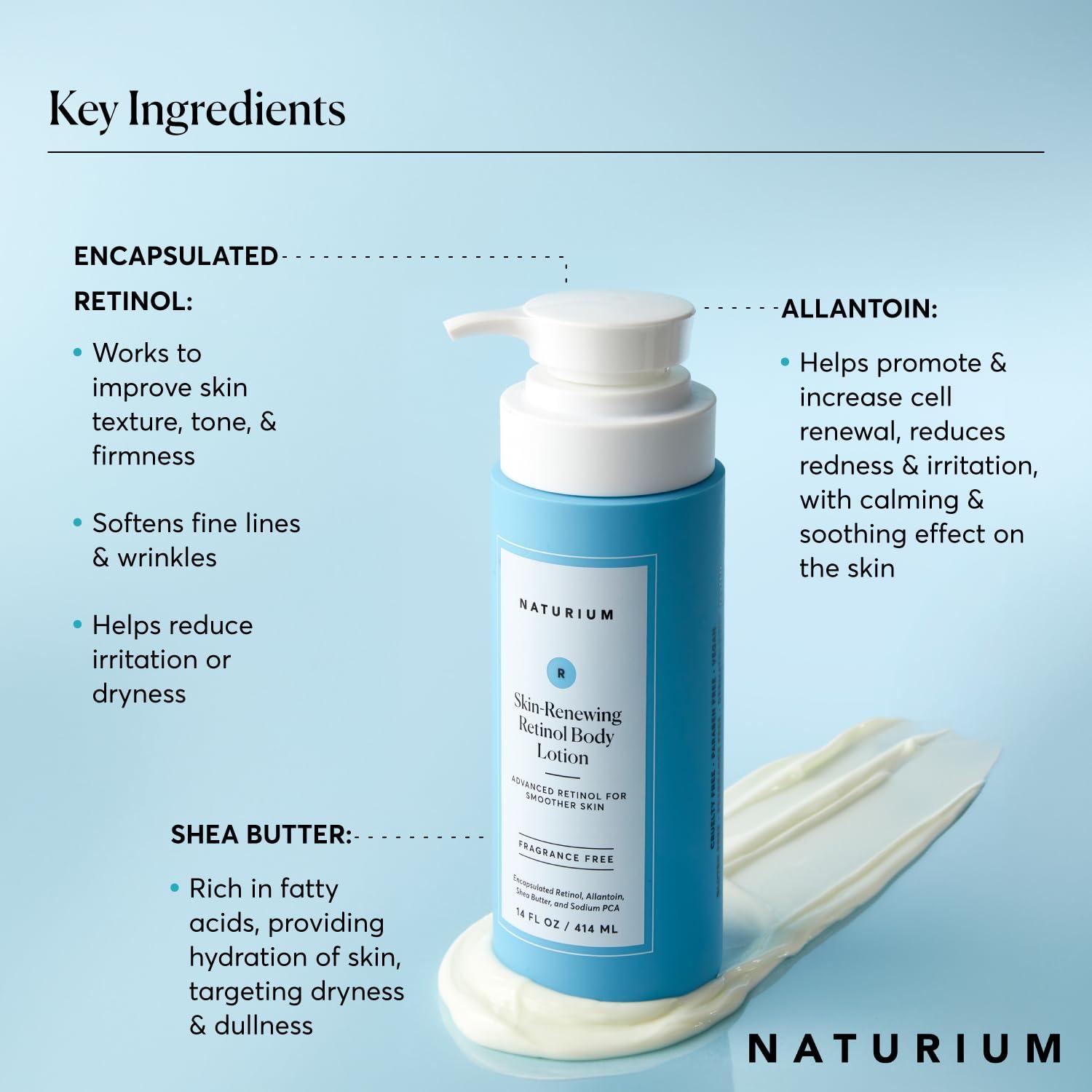 Naturium Naturium Skin-Renewing Retinol Body Lotion Jumbo, Advanced Firming Anti-Aging Skin Care, with Encapsulated Retinol & Shea Butter, 14 oz