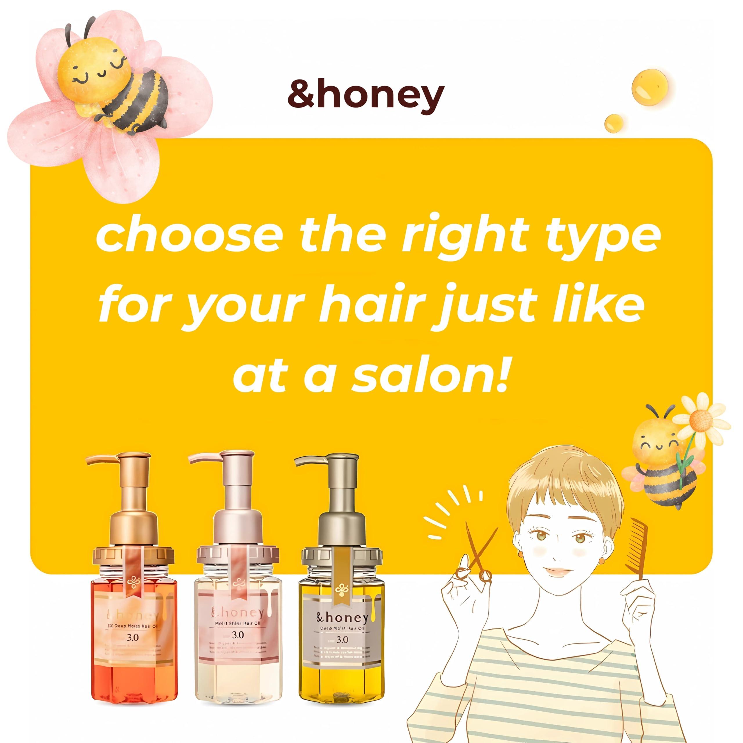 &honey &honey Deep Moist Hair Oil Step3.0 (Moist Shine) 100ml - Damask Rose Honey Sent (Green Tea Set)