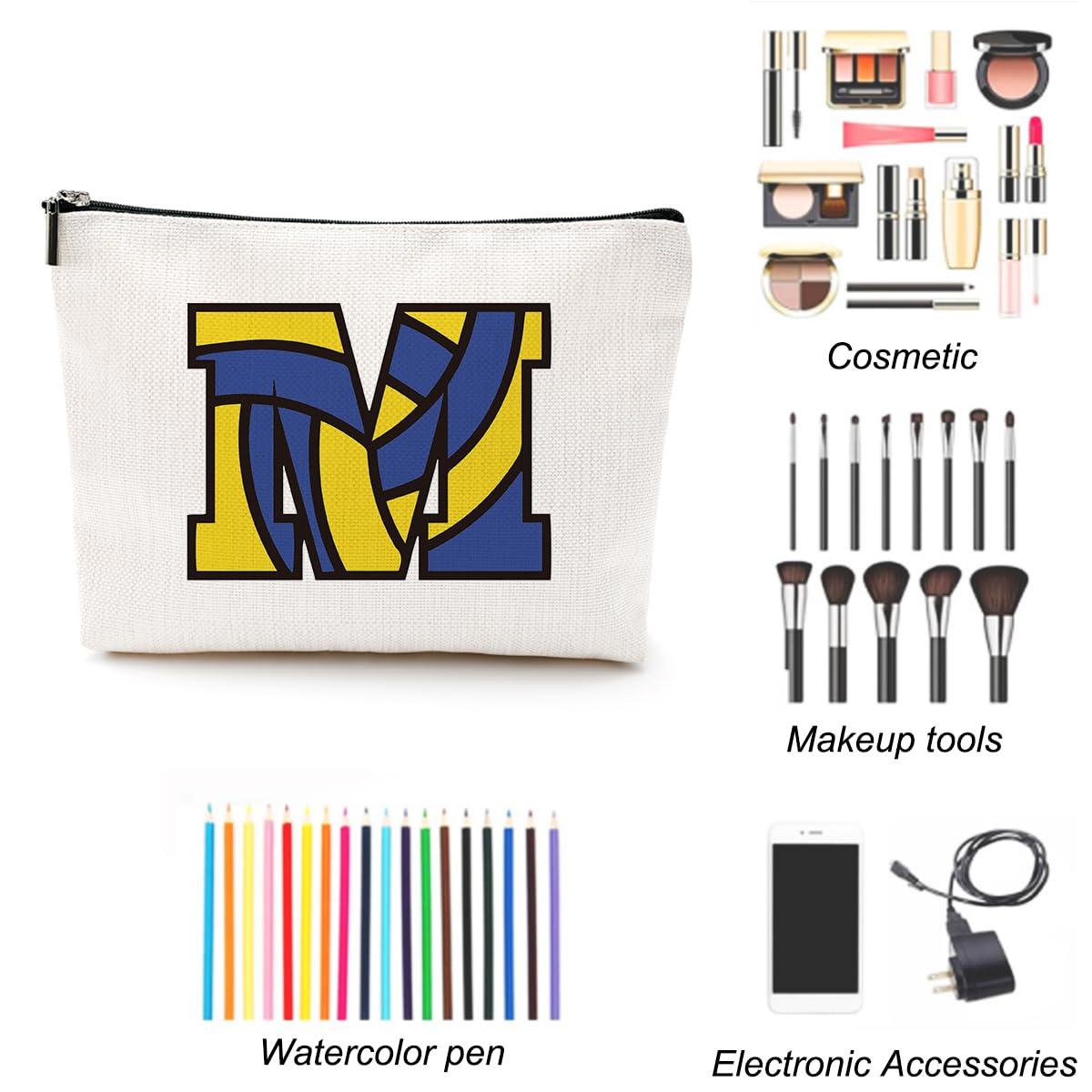 LONGXIN LONGXIN Volleyball Gifts Initial A-Z Personalized Makeup Bag Monogrammed Cosmetic Bags Toiletry Pouch Volleyball Lovers Gifts for Teen Girls Women Friends Coach Players Volleyball Team Gifts (M)