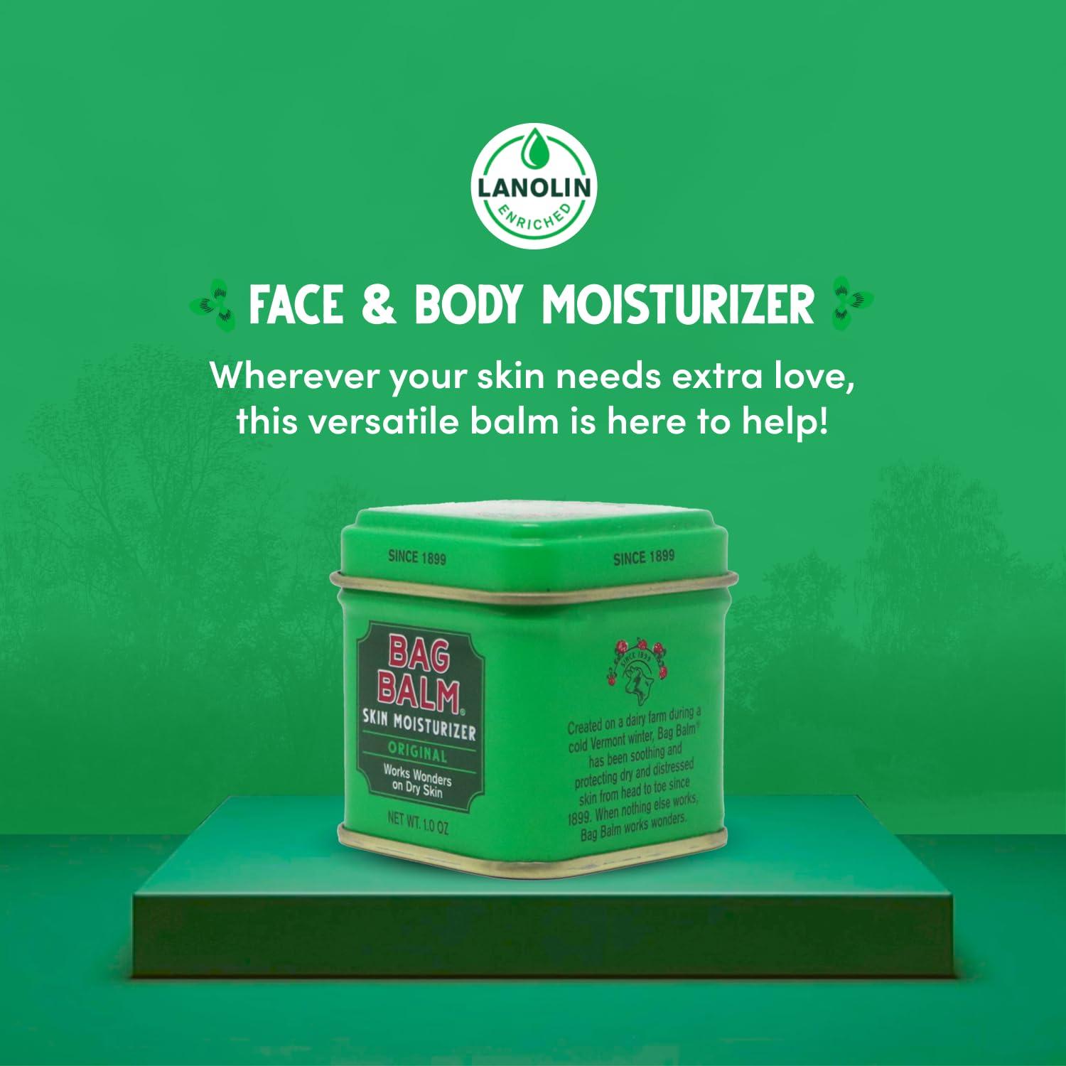 Bag Balm Bag Balm Vermont's Original Ointment, 1 Ounce Tin (Pack of 4), Moisturizing Ointment for Dry Skin that can Crack Split or Chafe on Hands Feet Elbows Knees Shoulders and More