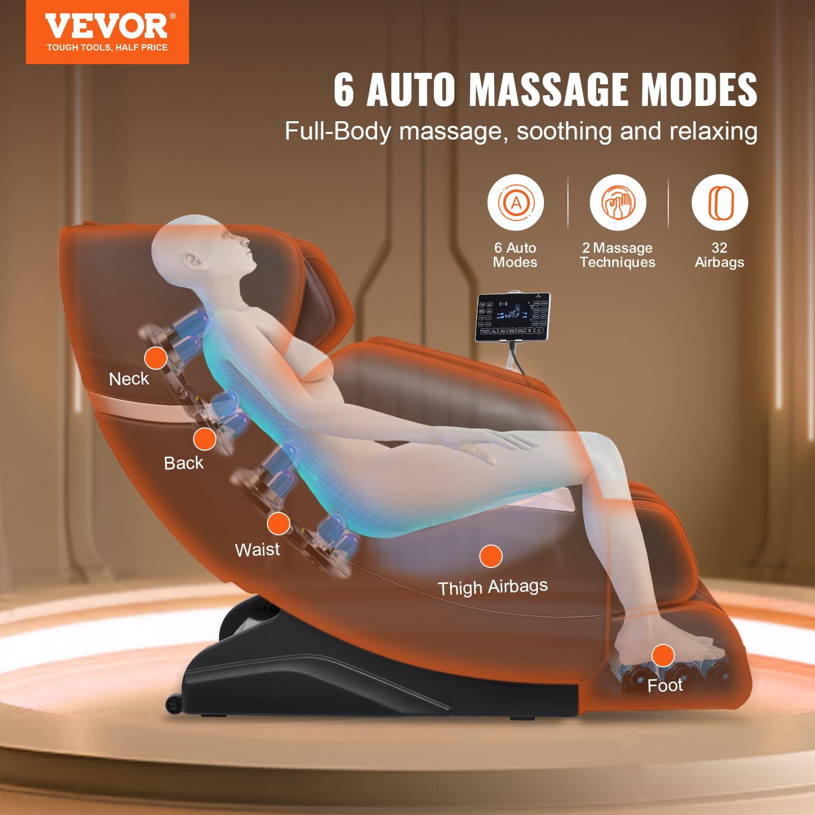 VEVOR VEVOR Zero Gravity Massage Chair, Full Body Massage Chair, 4D Shiatsu Massage Recliner Chair with Body Scan, Heating, Bluetooth Speaker, Airbags for Living Room, Home