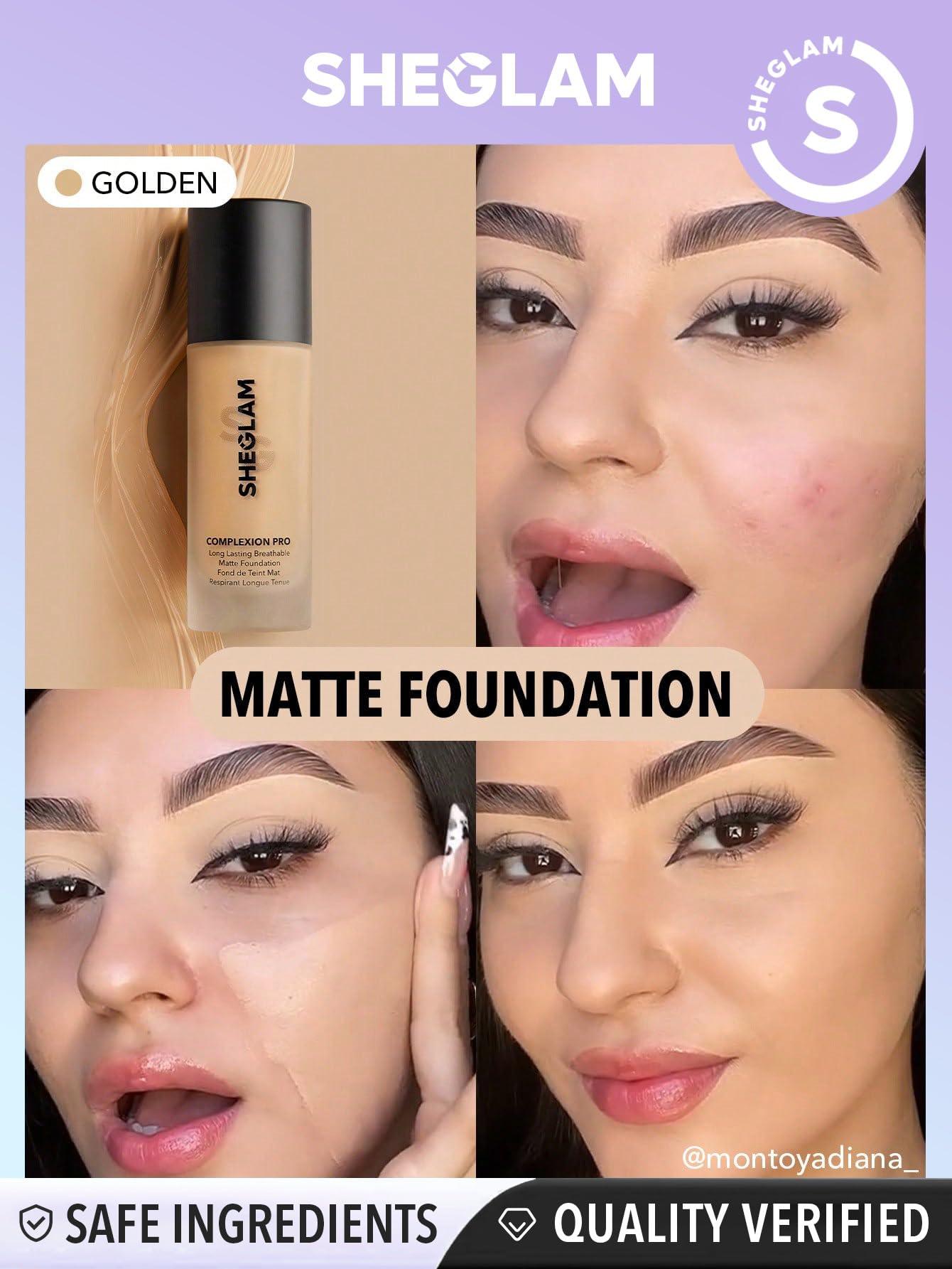SHEGLAM SHEGLAM Full Coverage Foundation Makeup Long Lasting Waterproof Matte Dewy Liquid Foundation - Golden