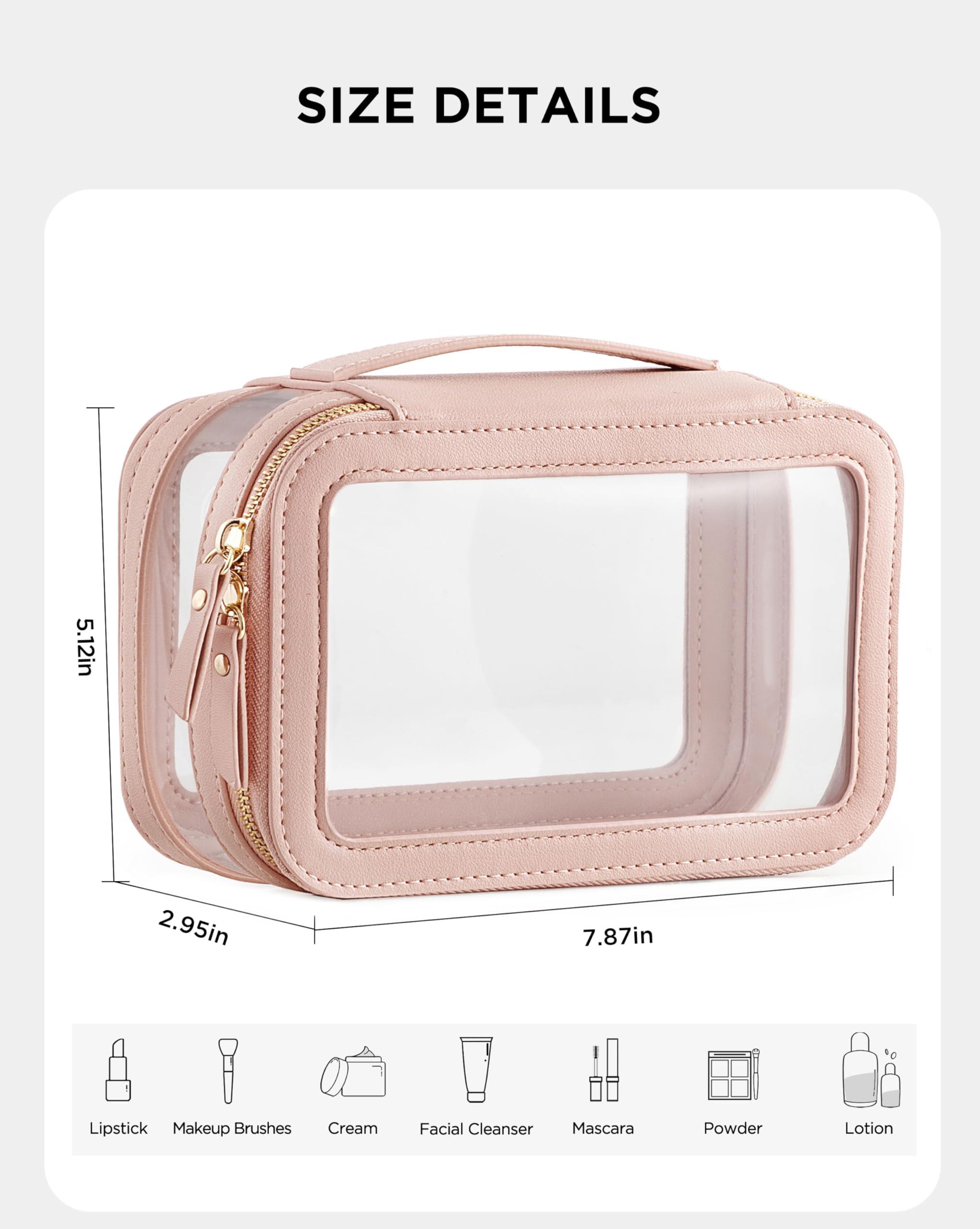 Vorey Vorey Large Clear Makeup Bag for Women, Portable Travel Makeup Bag Organizer Waterproof Toiletry Bag Cute Makeup Bags Cosmetic Bag Makeup Pouch, Pink