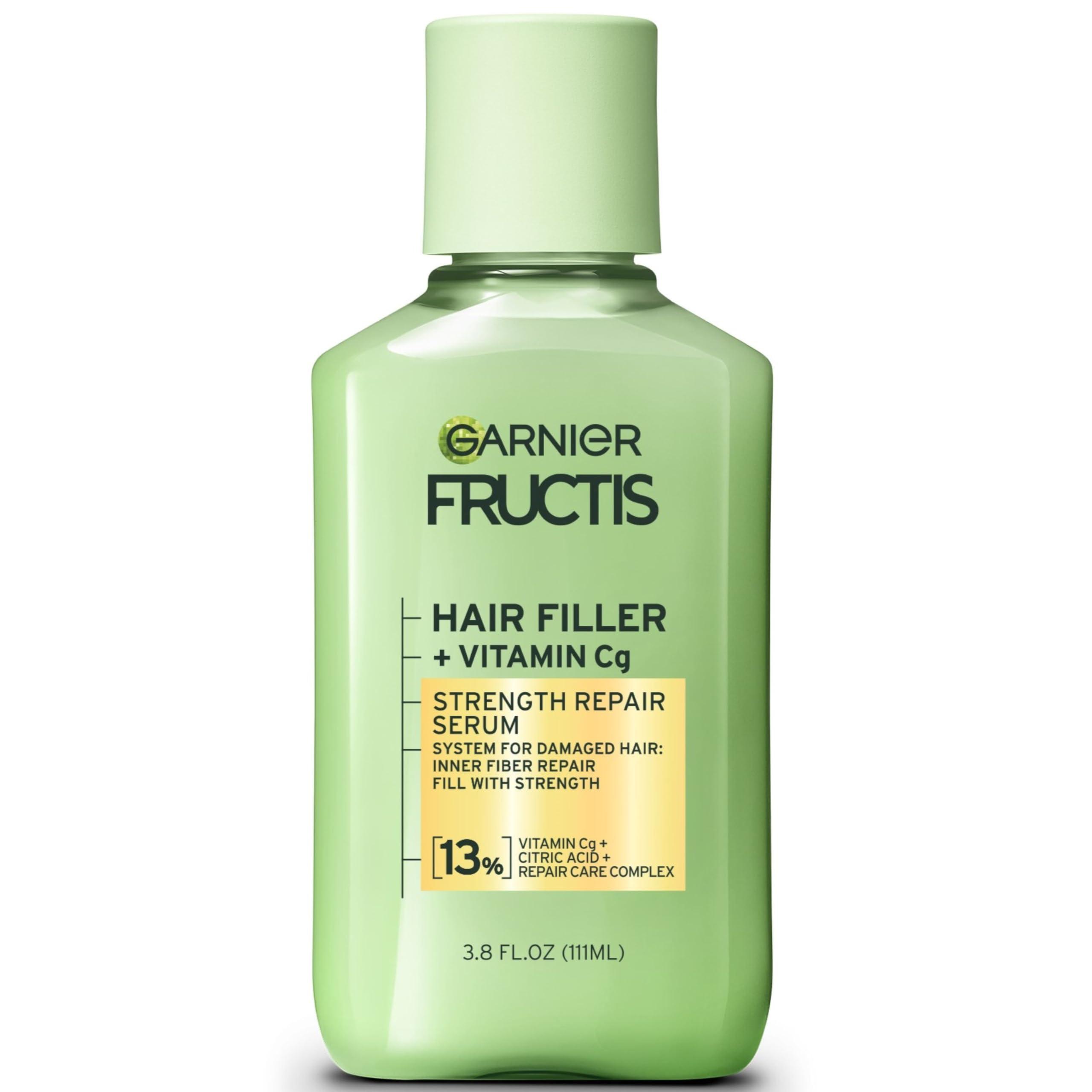 Garnier Garnier Fructis Hair Filler Strength Repair Serum Treatment with Vitamin Cg, Hair Serum for Weak, Damaged Split Ends, 3.8 Fl Oz, 1 Count
