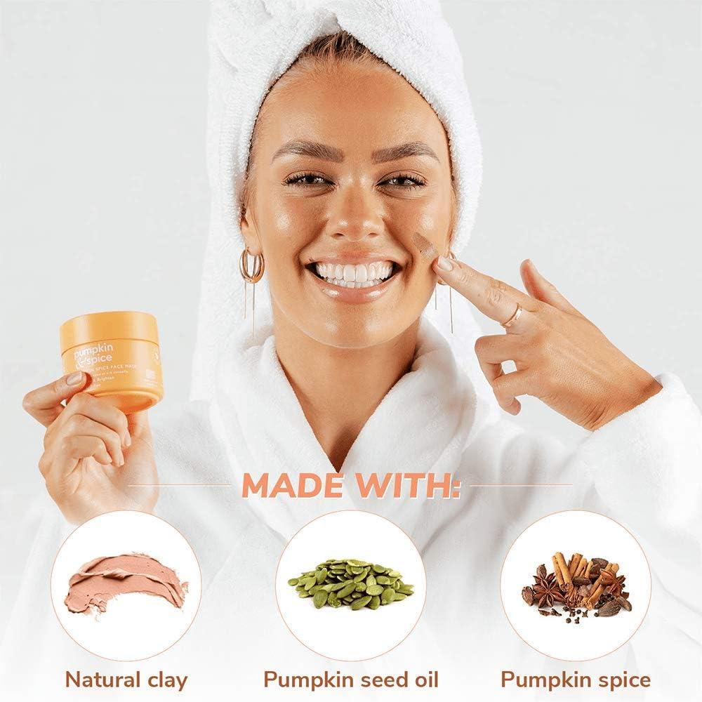 Pumpkin And Spice Pumpkin Spice Clay Enzyme Facial Mask | Removes Pimples, Minimizes Pores, Blackheads, Wrinkles, Breakouts | Hydrates, Tightens, Brightens | Organic Pumpkin Seed Oil Dermal Body Purifying | 50g