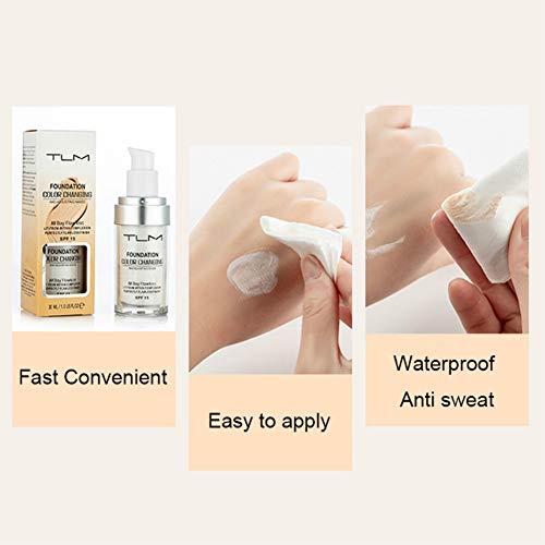 ELAIMEI 30ml TLM Flawless Color Changing Liquid Foundation Makeup Change To Your Skin Tone By Just Blending