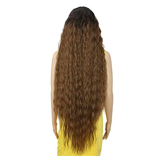 SSJFZM Hair Synthetic Wigs For Black Women Long Curly Hair 42 Inch Cosplay Blonde Lace Front Wig Synthetic Lace Front Wig #1B 42inches