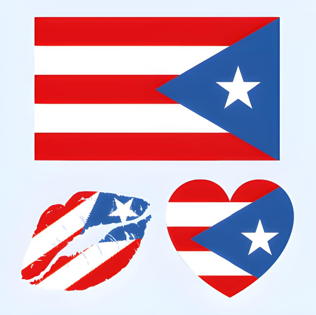 Y&C TENCOB Y&C TENCOB Puerto Rican Flag Tattoos,25 Sheets Puerto Rico Flag Temporary Face Tattoos Stickers,75 Pcs Waterproof Sweat National Flag Tattoos For Men Women Kids(Puerto Rico)
