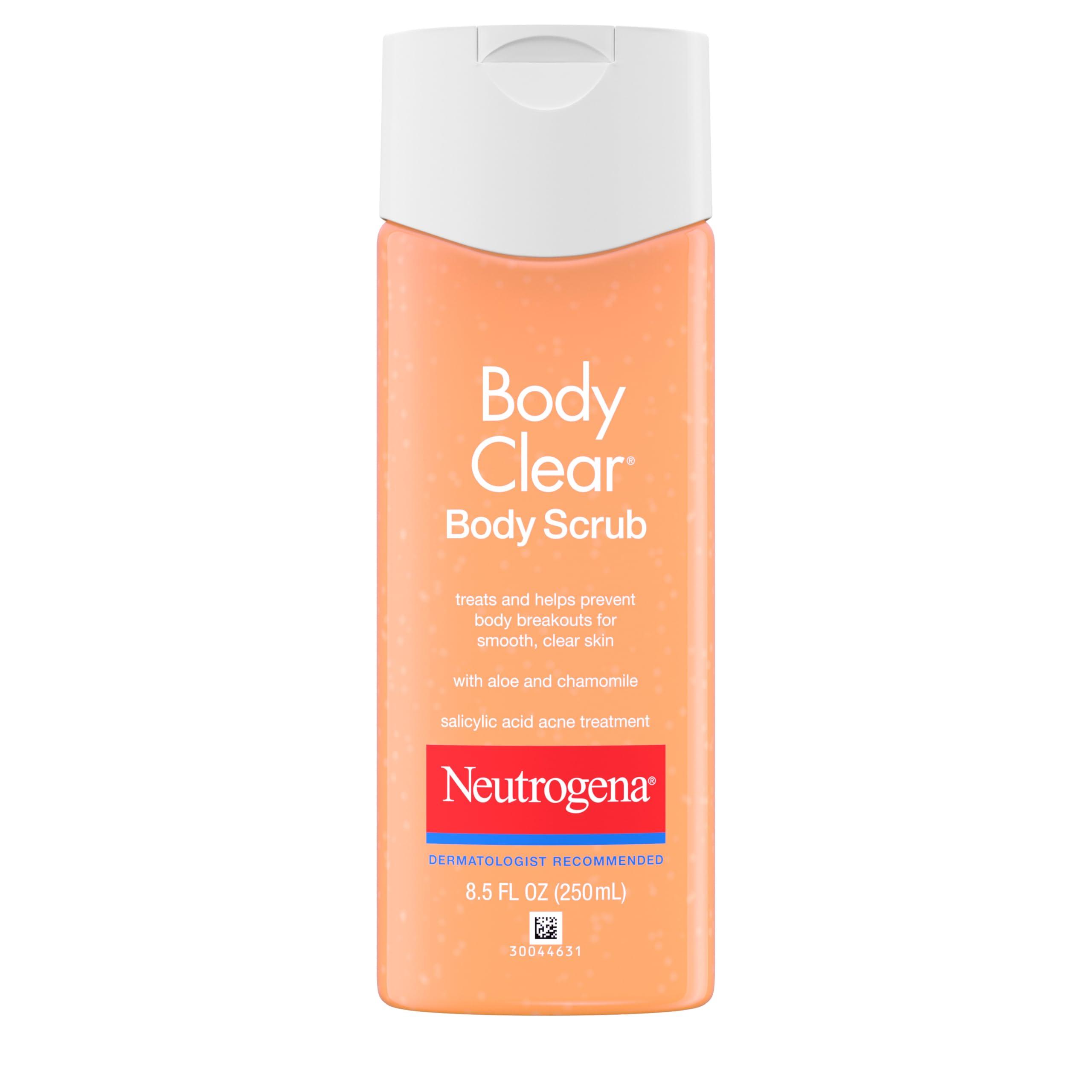 Neutrogena Neutrogena Body Clear Oil Free Acne Body Scrub with Salicylic Acid Acne Treatment Medicine, Exfoliating Salicylic Acid Body Wash to Treat Acne on Back, Chest, and Shoulders, 8.5 fl. oz
