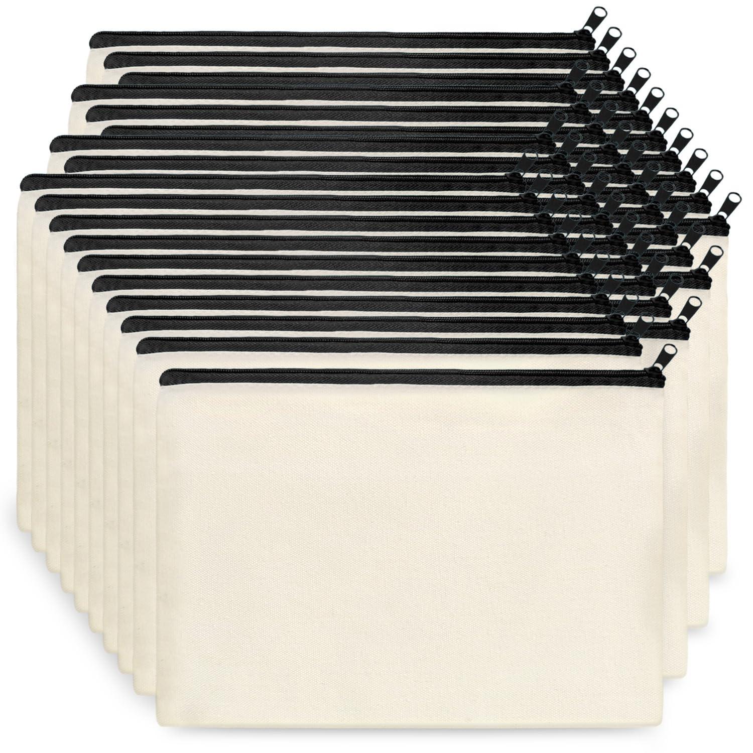 Koolmox Koolmox Canvas Makeup Bags, Canvas Zipper Pouch Bulk, 40 Pack 9x7\'\' Large Cosmetic Pouch Plain Craft Blanks Bag for Women to Personalize Decorate Tie Dye Vinyl Print to Travel Cosmetic Toiletry Pouch