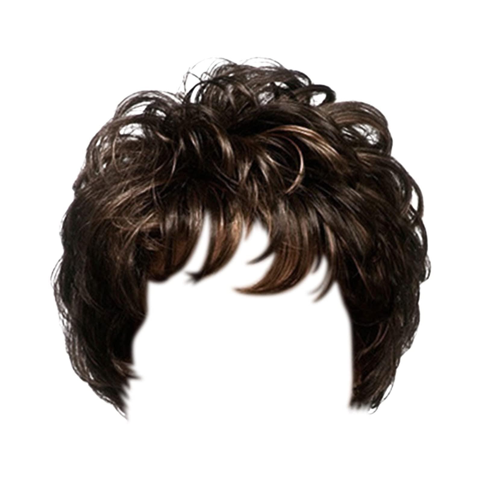 HMDABD HMDABD Curly Half Wigs for Women Colored Short Curly Hair Headsets For Women Wavy Short Curly Hair Brown Suitable For Women\'s Wigs Transparent Lace Frontal (Z1-Brown, One Size)