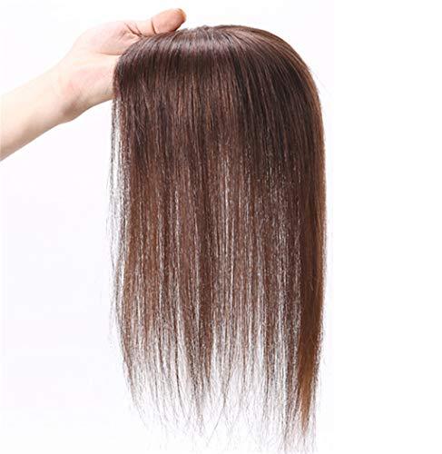 Susanki 3"x 4" Silk Base Human Hair Topper Free Part Invisible Secret Wiglet Hairpieces for Women with Hair Loss, 12" Dark Brown