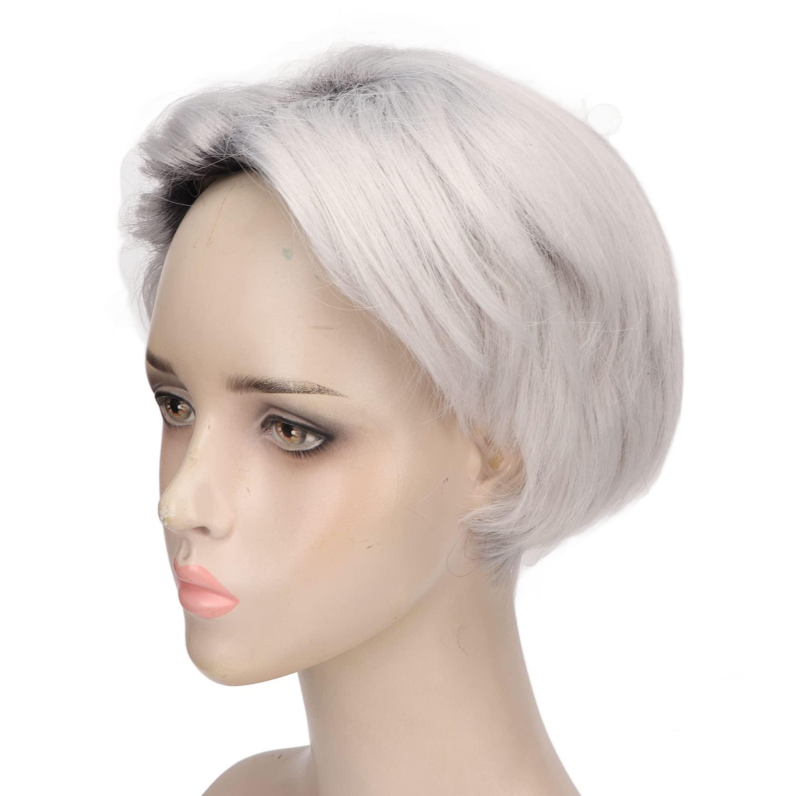 FILFEEL FILFEEL Silver Gray Men Wig, Fashion Short Curly Gray Gloomy Flaxen Men Wigs Looking Synthetic Hair Wig
