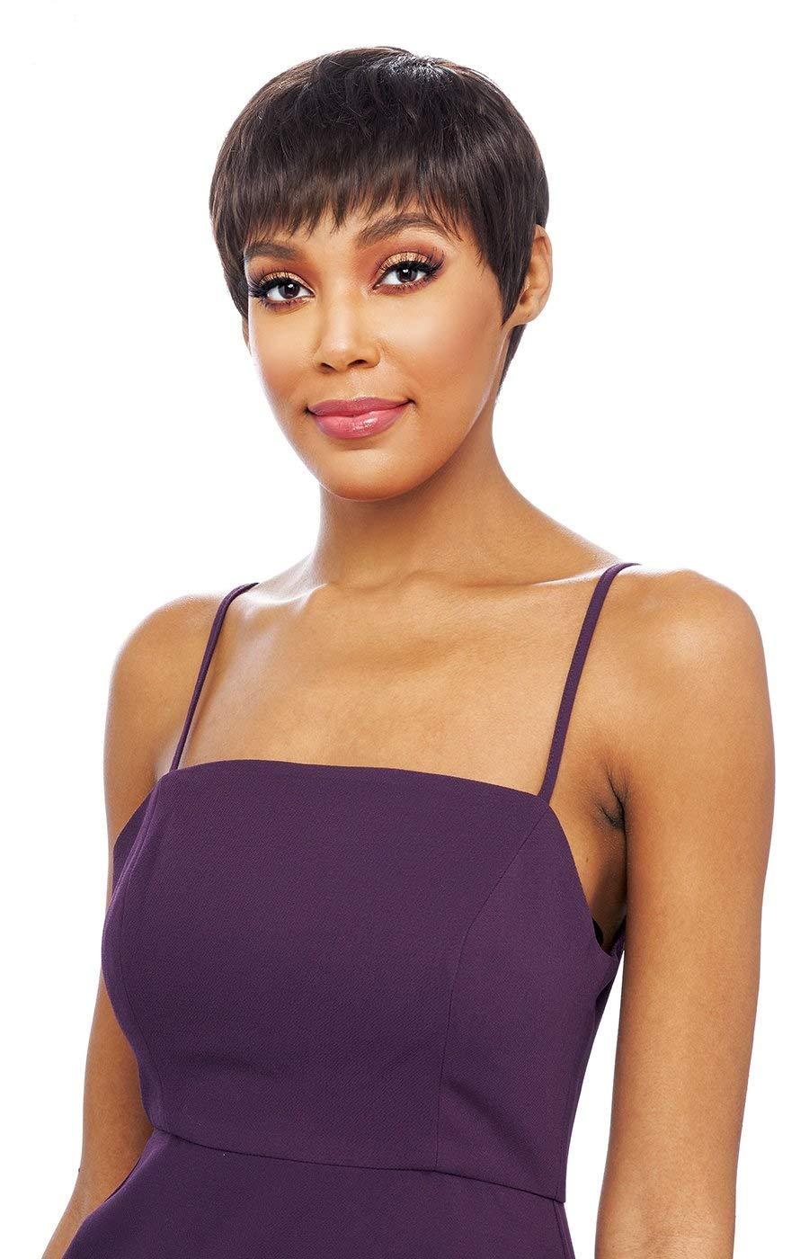 VANESSA Vanessa Vixen Collection Premium Human Hair Luxurious Wig Short Length Straight Style with Bang Full Cap Soft Touch & Renowned - HH PIXIE (4)