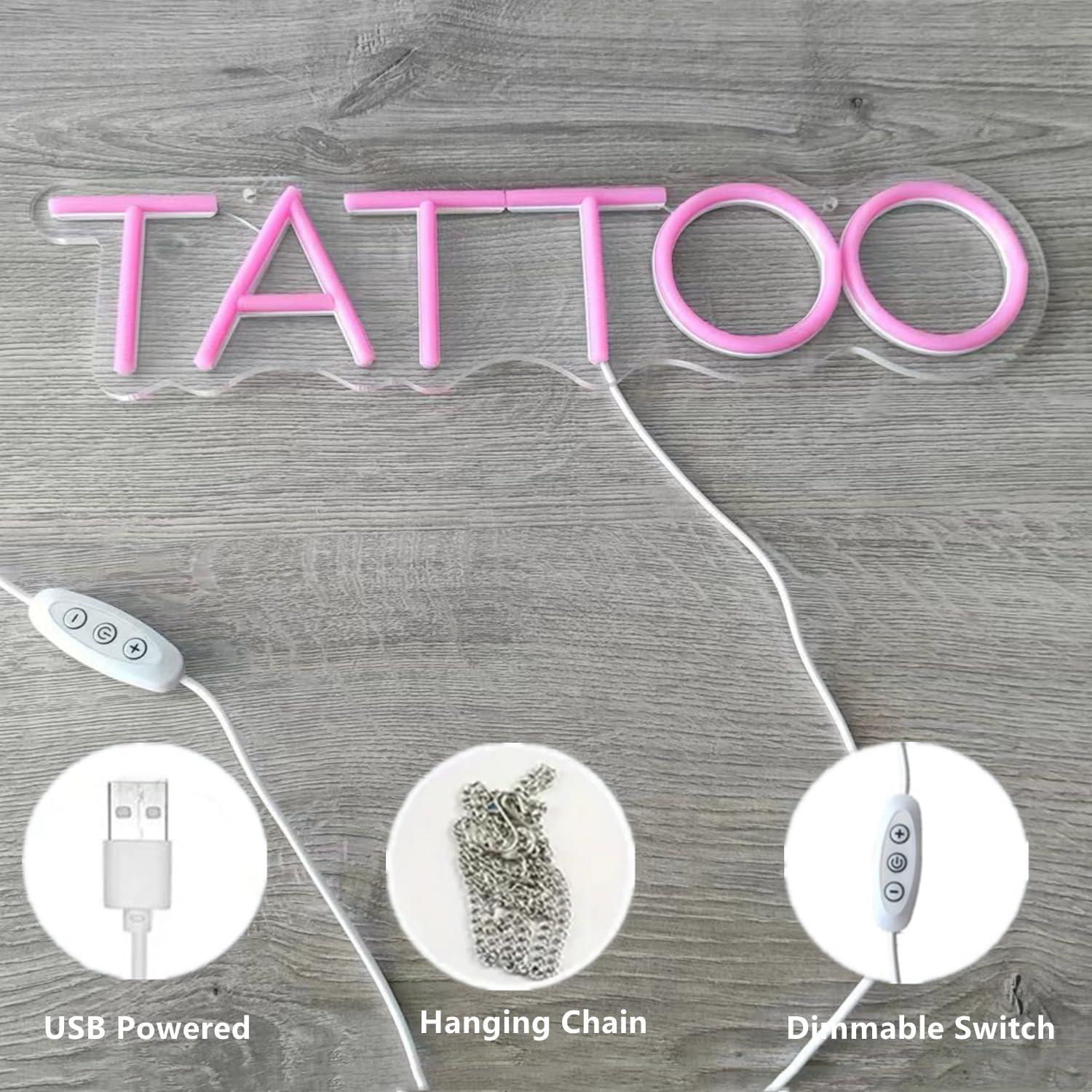 HFHungkeong HFHungkeong Dimmable Tattoo Neon Sign,Pink PersonNeon Signs,Reusable Arylic Tattoo Led Sign with Dimmer for Tattoo Salon, Studio, Shop Plaque,17x4in(Pink)