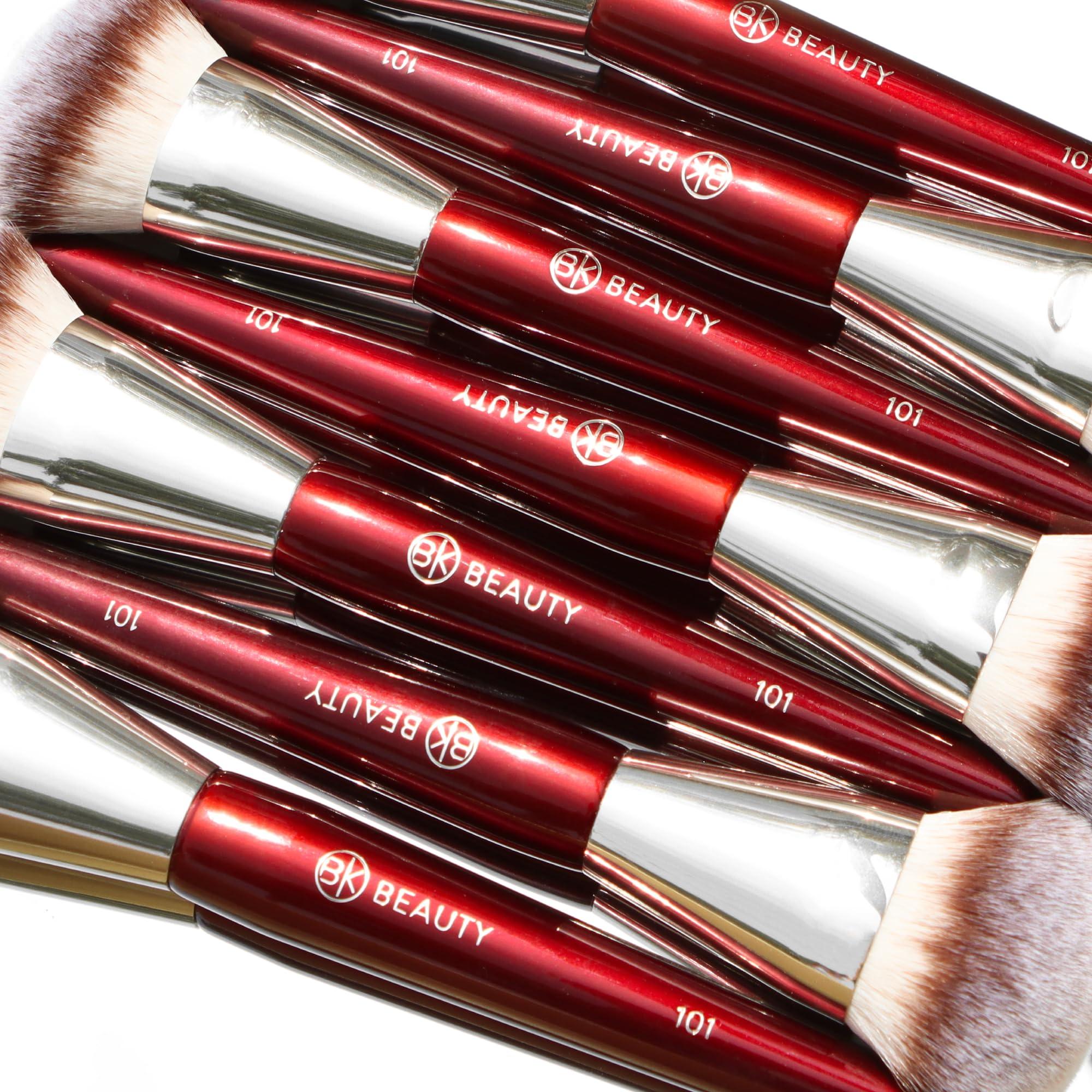 BK BEAUTY BK BEAUTY BRUSHES - 101 CONTOURED FOUNDATION BRUSH - Contoured Foundation Brush - Foundation Makeup Brushes - Face Brush For Liquid Or Cream Foundations