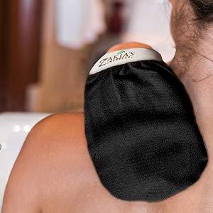 Zakia's Morocco Original Kessa Exfoliating Glove - Charcoal Black - Microdermabrasion At Home Exfoliating Mits, Removes unwanted dead skin, dirt and grime and Keratosis Pilaris. Great for spray tan removal. (1 Unit)