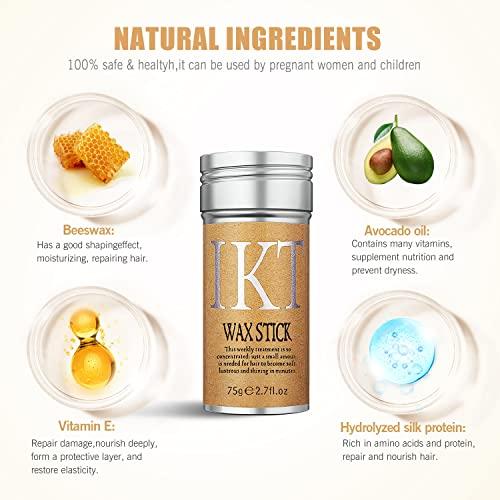 Shiyalan Hair Wax Stick, 2 PCS - Slick Stick for Hair Non-greasy Styling Hair Pomade Stick for Flyaways Edge Frizz Hair, 2.7 Oz