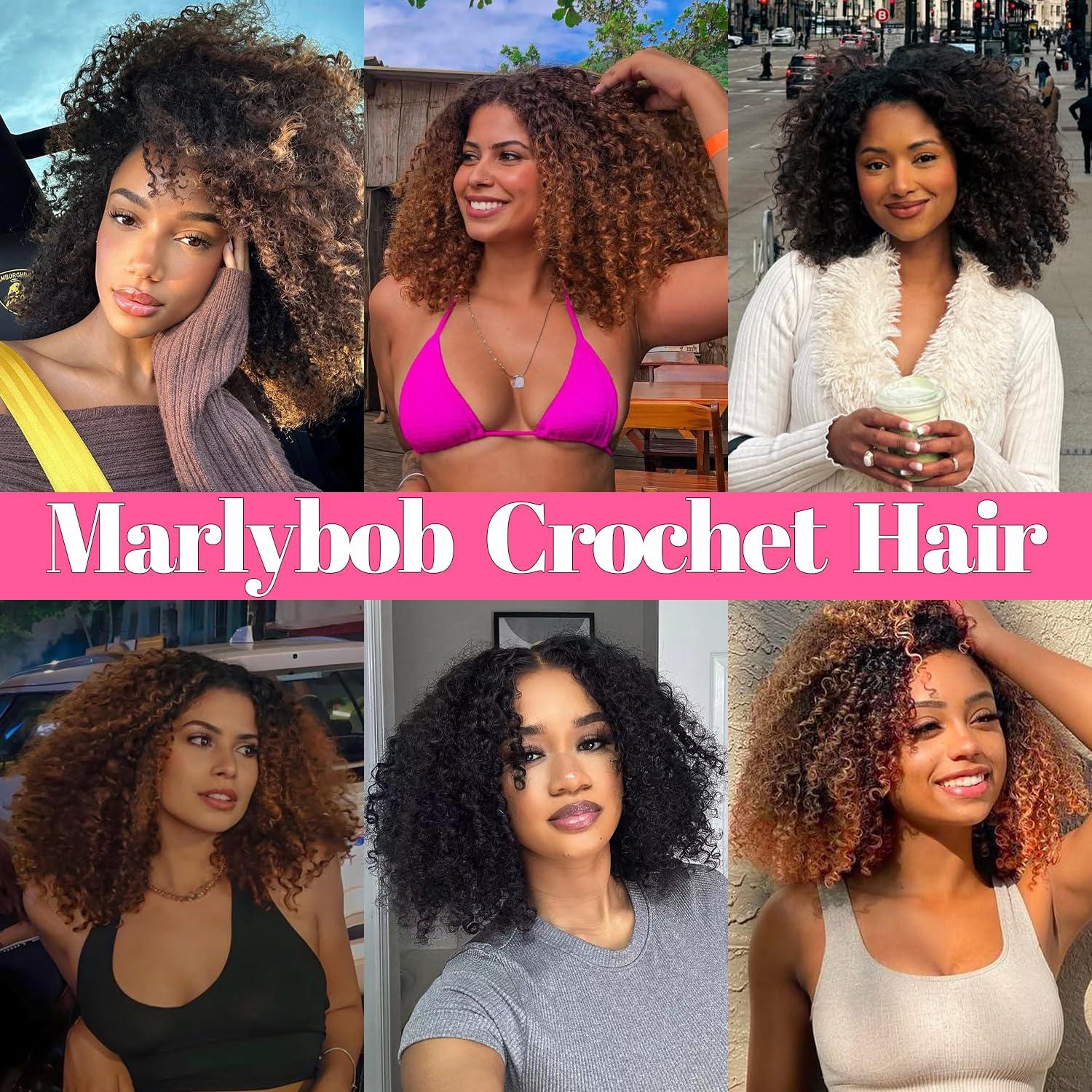 Lifabeauty 10 Inch Marlybob Crochet Hair 8 Small Packs/lot Crochet Braids Jerry Curly Hair Extensions Ombre Synthetic Braiding Hair (8Bundles10 Inch, 1B/350#)