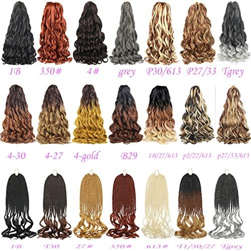 kossys French Curly Braiding Hair 24 inch 8 Packs 1B/27/613 Loose Wave Crochet Hair Pre Stretched Bouncy Yaki Braiding Hair Copper French Curl Braids Synthetic Hair Extensions