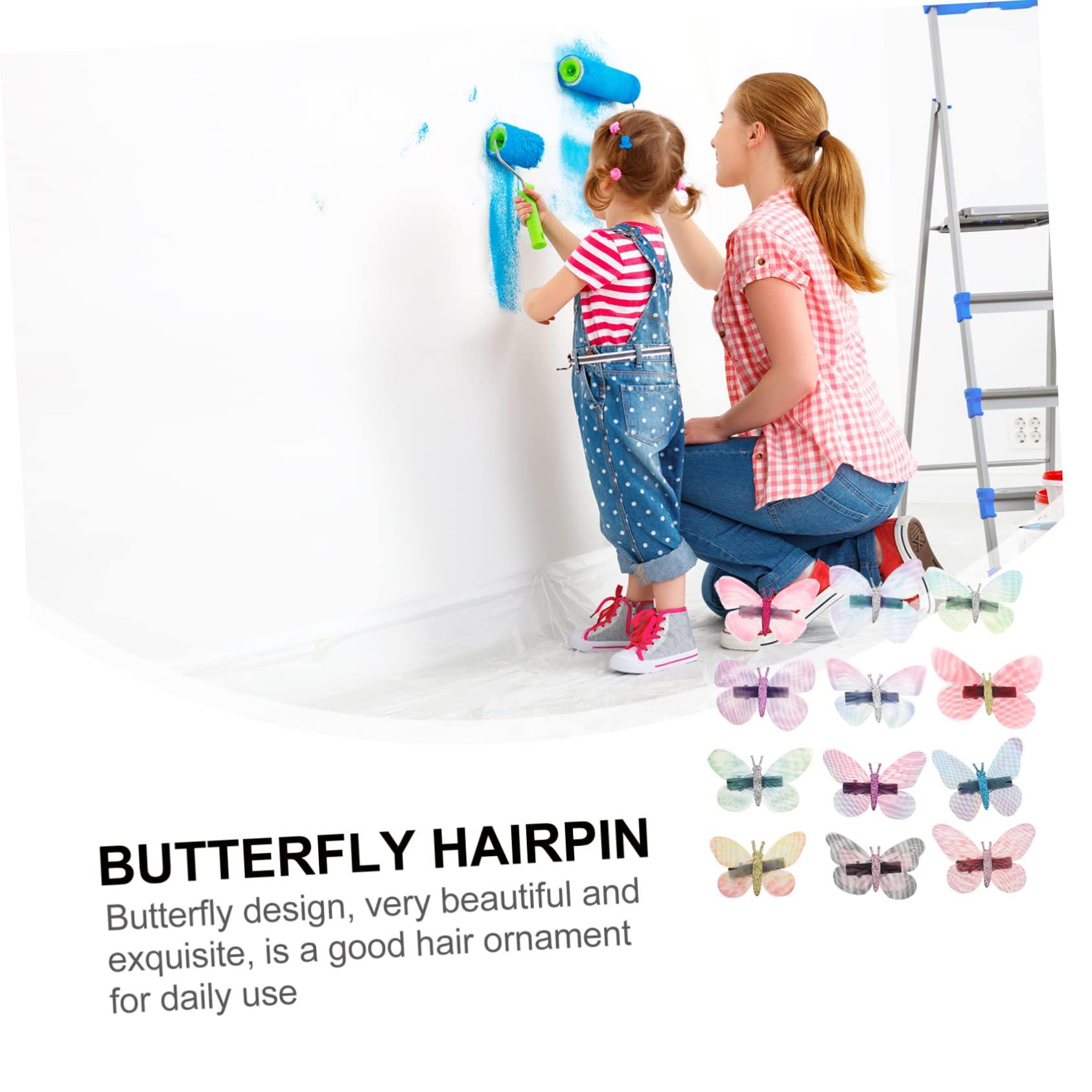 Beavorty Beavorty 12pcs butterfly hair clip girls bobby xmas headband girls hair accessories butterfly hair barrettes butterfly barrettes butterfly clip bride butterfly net fabric flash