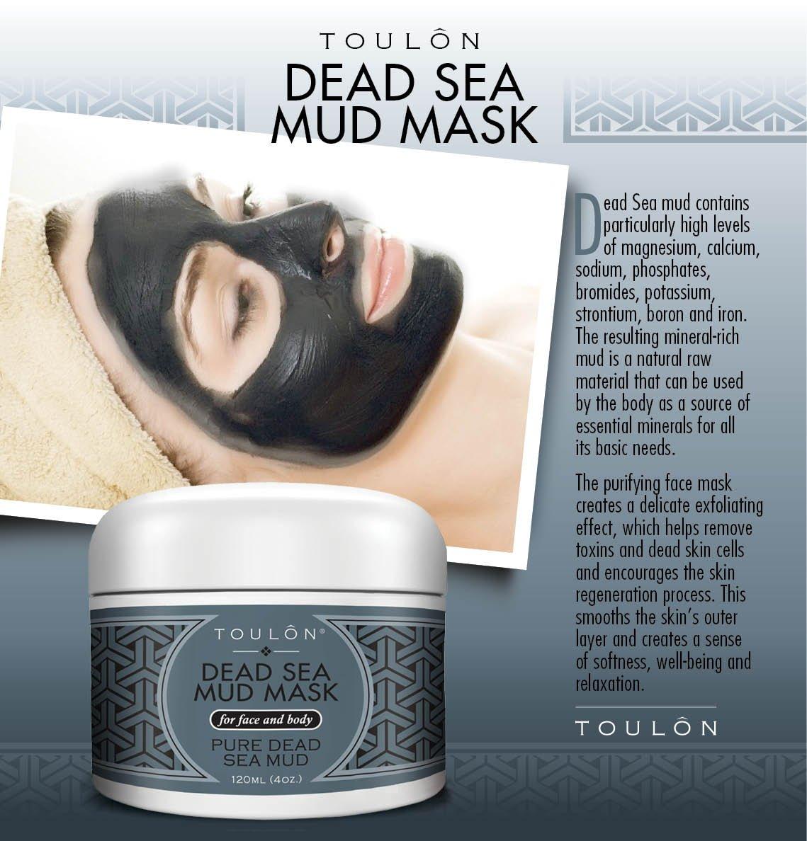 TOULON TOULON Best Mud Mask - Dead Sea Face Mask; Exfoliating Facial Mask with Minerals, Blackhead Remover Acne Treatment. Sensitive Scrub. Black Mud for Men, Women and Kids