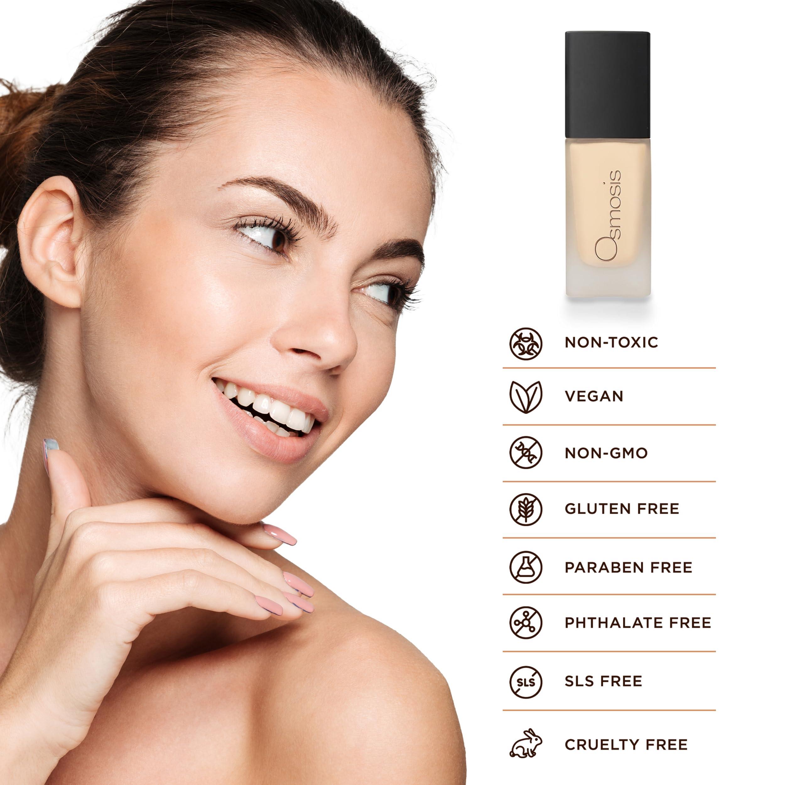 OSMOSIS Osmosis Flawless Foundation, Lightweight Liquid Makeup, Medium To Full Coverage, Matte Finish, 10 Shades, Sand 1 Fl Oz