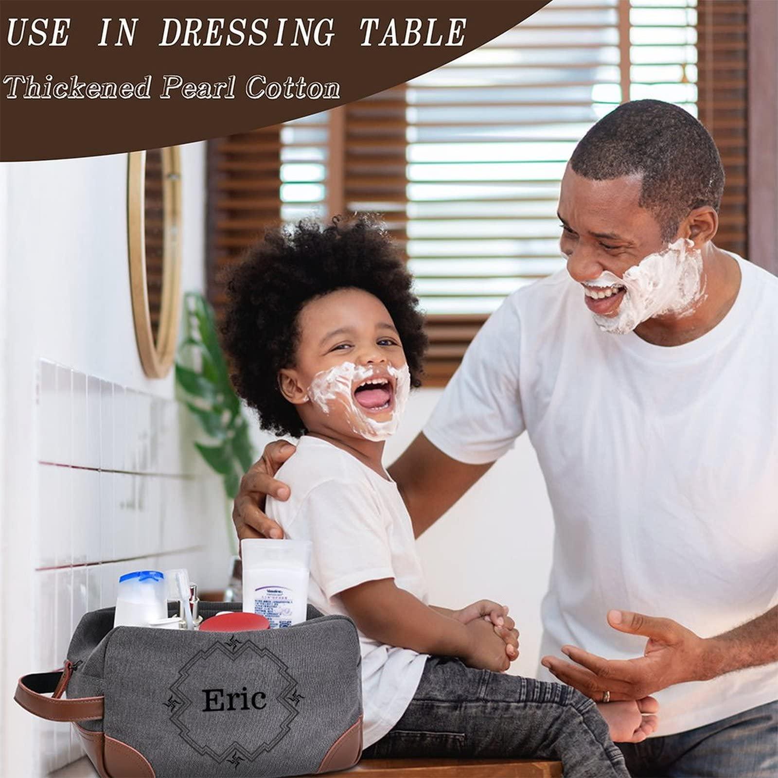 Srotek Personalized Travel Toilety Bag with Customizable Names for Men and Women, Canvas Dopp Kit Resistant Wash Bag, Men\'S Hanging Shaving Wash Bag, Suitable for Bathrooms, Dressing Tables