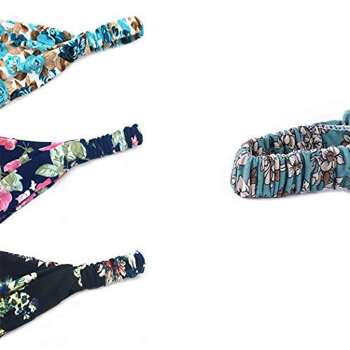 Bohend Bohend 10Pack Boho Headbands Wide Flower Hair Band Boho Bandeau Stretchy Athletic Daily Use Hair Accessories for Women and Girls (D)
