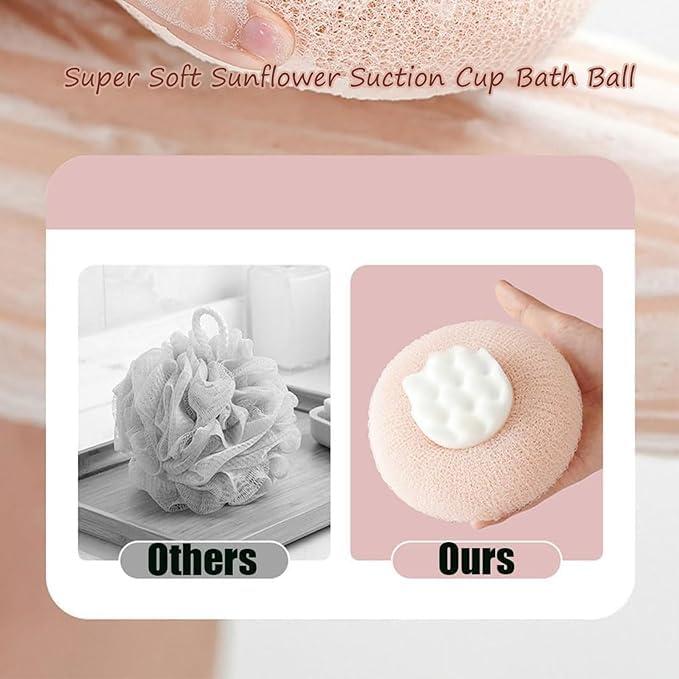 QQLADY 2024 New Upgrade 2-in-1 Sunflower Bath Ball,Exfoliating Bath Sponge Cleaning Brush with Suction Cup,Shower Sponges for Women Men (2PCS-d)