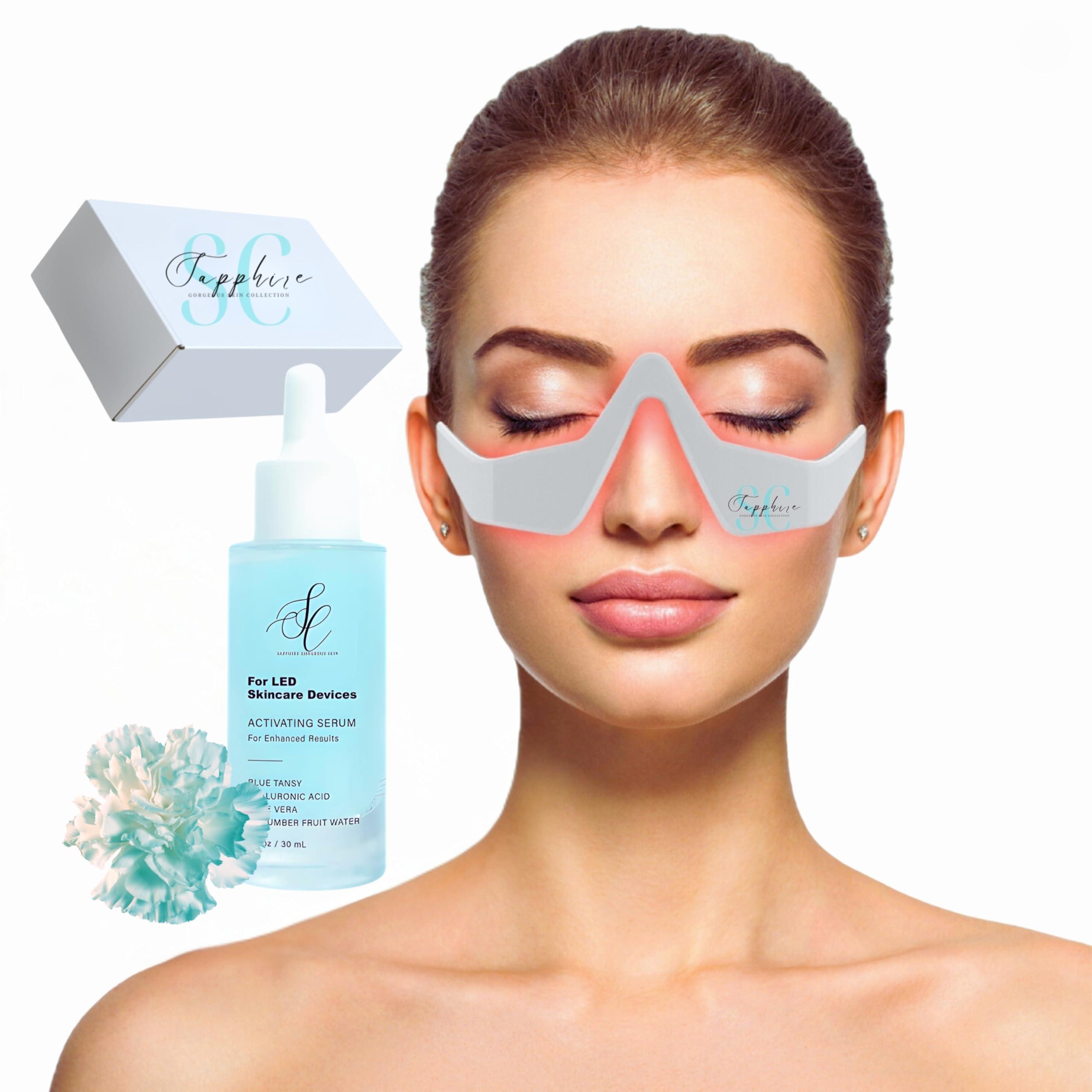 SC Sapphire Gorgeous Skin Collection Skin Care Red Light Therapy Glasses Specifically for Dark Circles and Under Eye Bags - Intense Microcurrent Eye Masks for Dark Circles and Puffiness - Anti Aging Brightening Glasses [1pair]