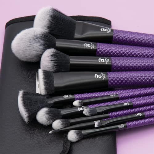 MODA MODA Pro Full Face 13PC Makeup Brush Set with Travel Pouch (Purple)