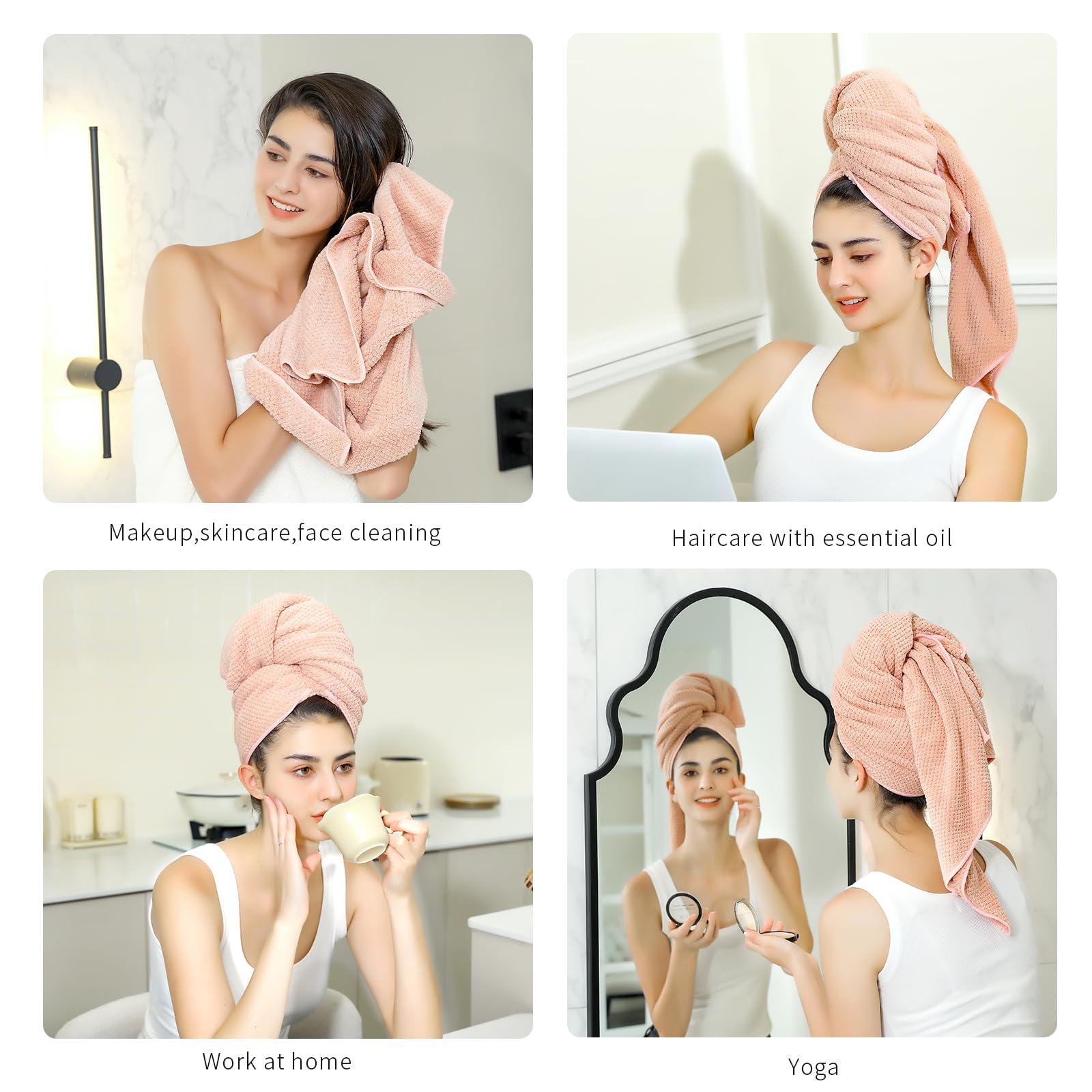 Laojbaba Microfiber Hair Towel Quick Dry Hair Towel Hair Drying Towels Suitable for All Kinds of Hair Ultra Absorbent Long and Thick Hair 24X48inch White 1pcs