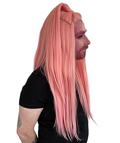Nunique Nunique Adult Women's 30" In. Pop Dance Electronic Artist Inspired Wig - Long Length Pink Updo Pony Tail Hair - Lace Front Heat Resistant Fibers
